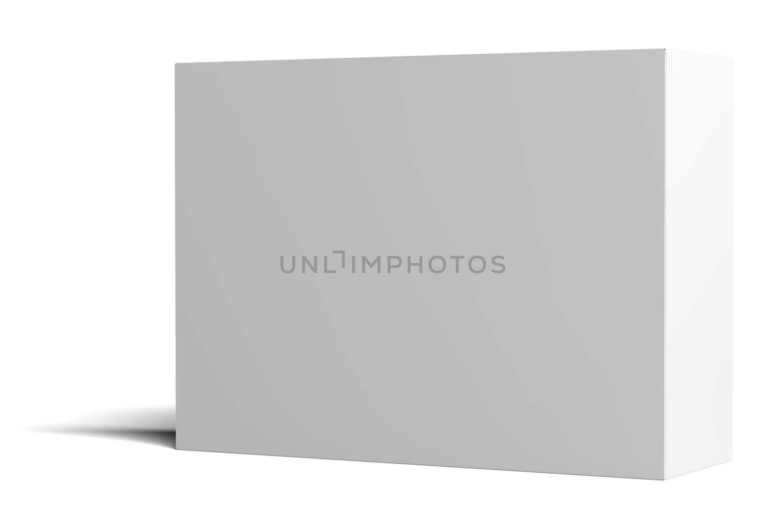 White empty horizontal packing cardboard box. Isolated on white background. 3D illustration
