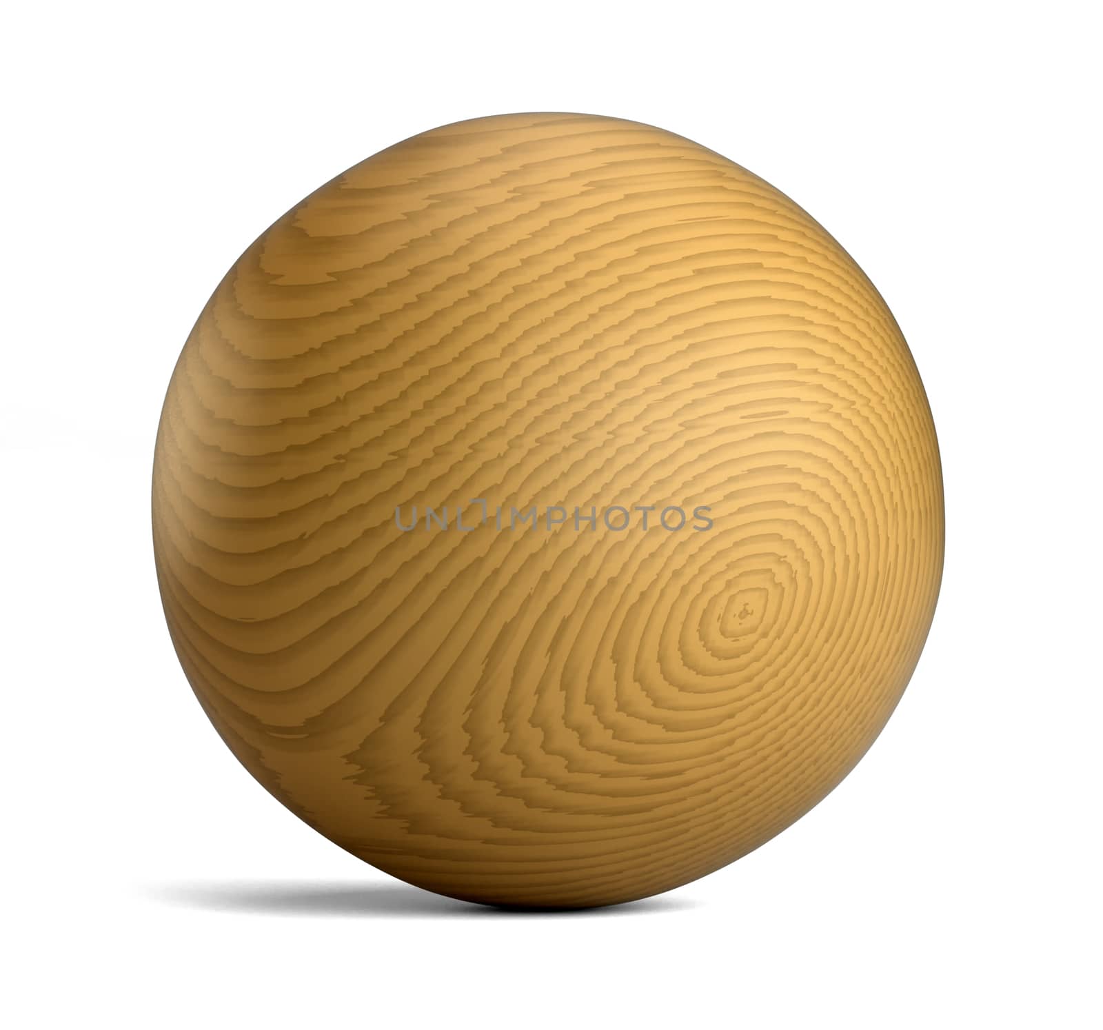 Large wooden sphere isolated on white background by cherezoff