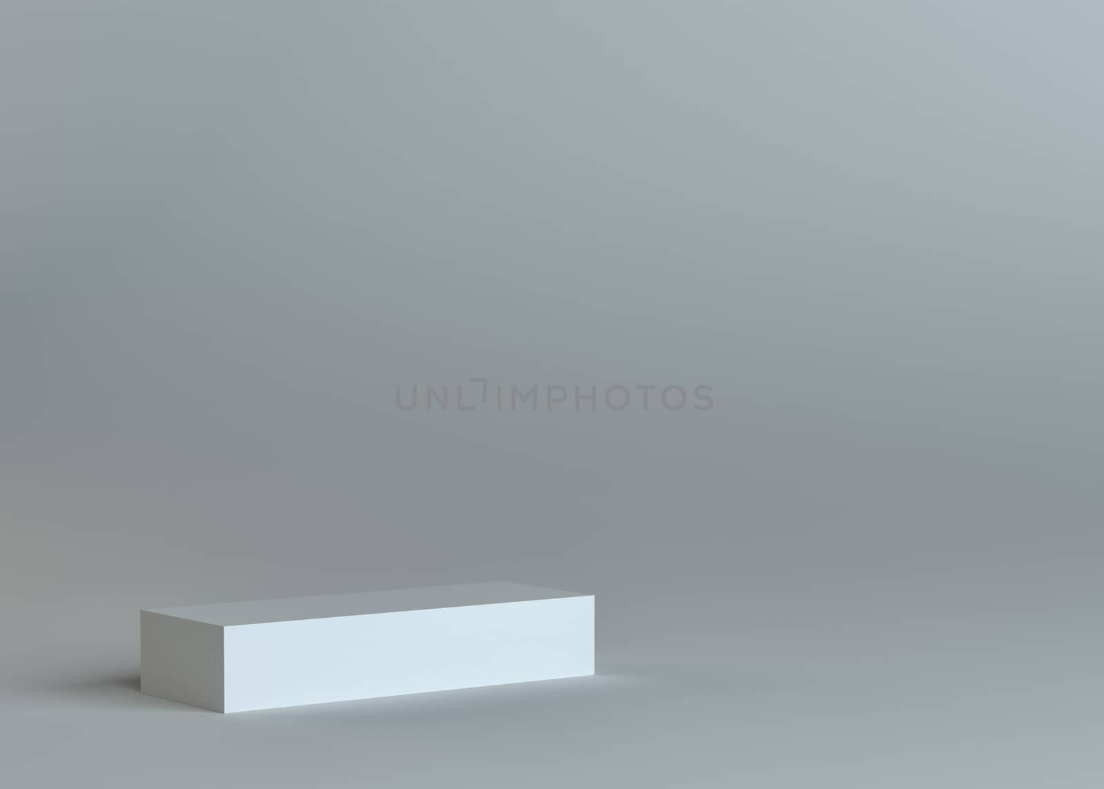 White empty box or podium or pedestal on gray background. Template for your content. 3d illustration