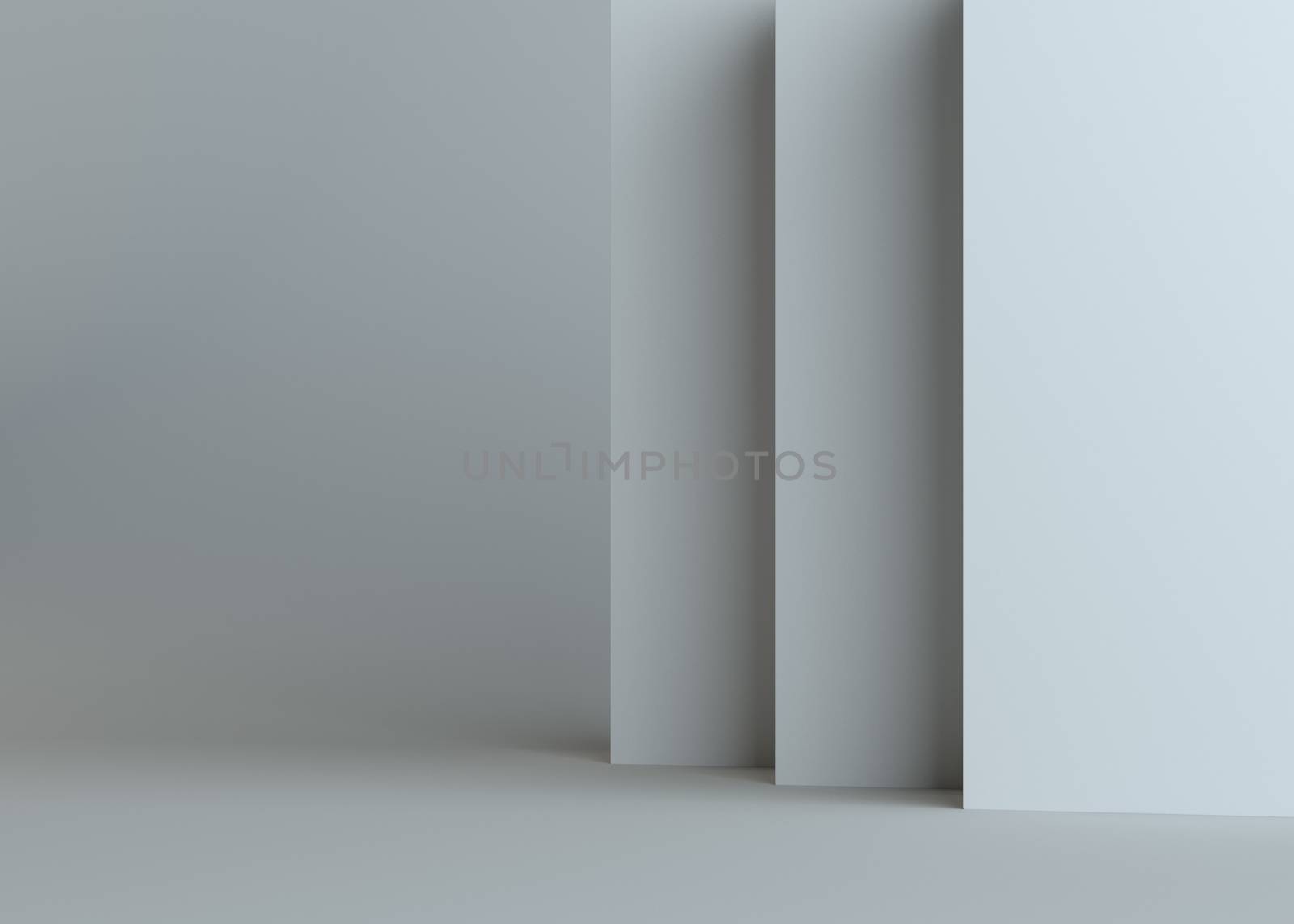 Empty walls on gray background. Template for your content. 3d illustration