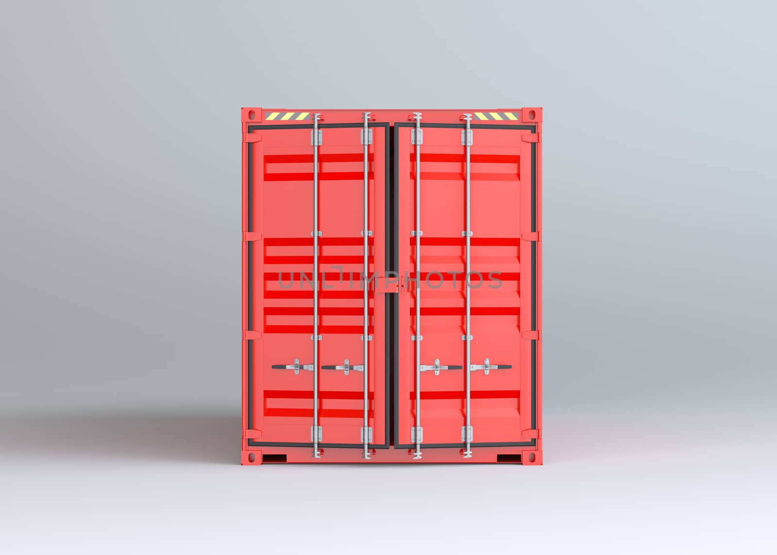 Red cargo container on gray background by cherezoff