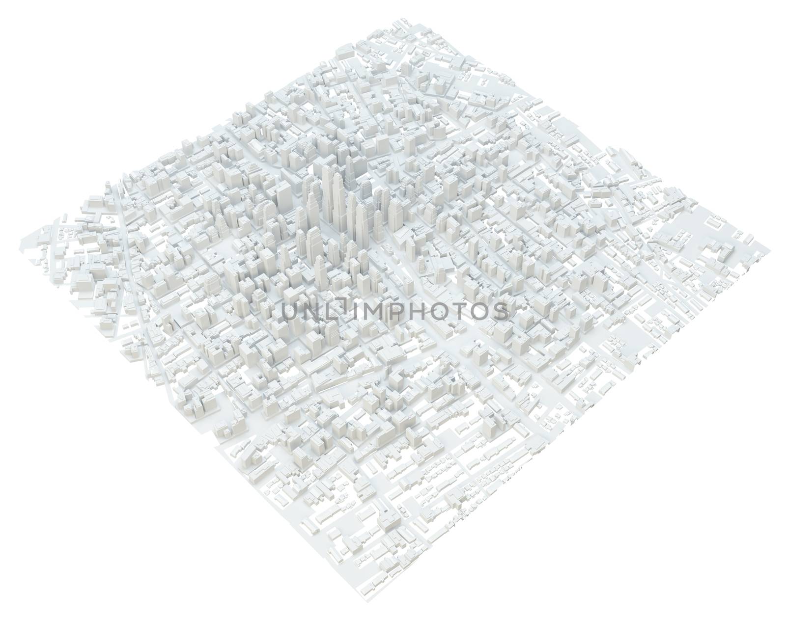 White City Buildings, Aerial View. 3D Illustration