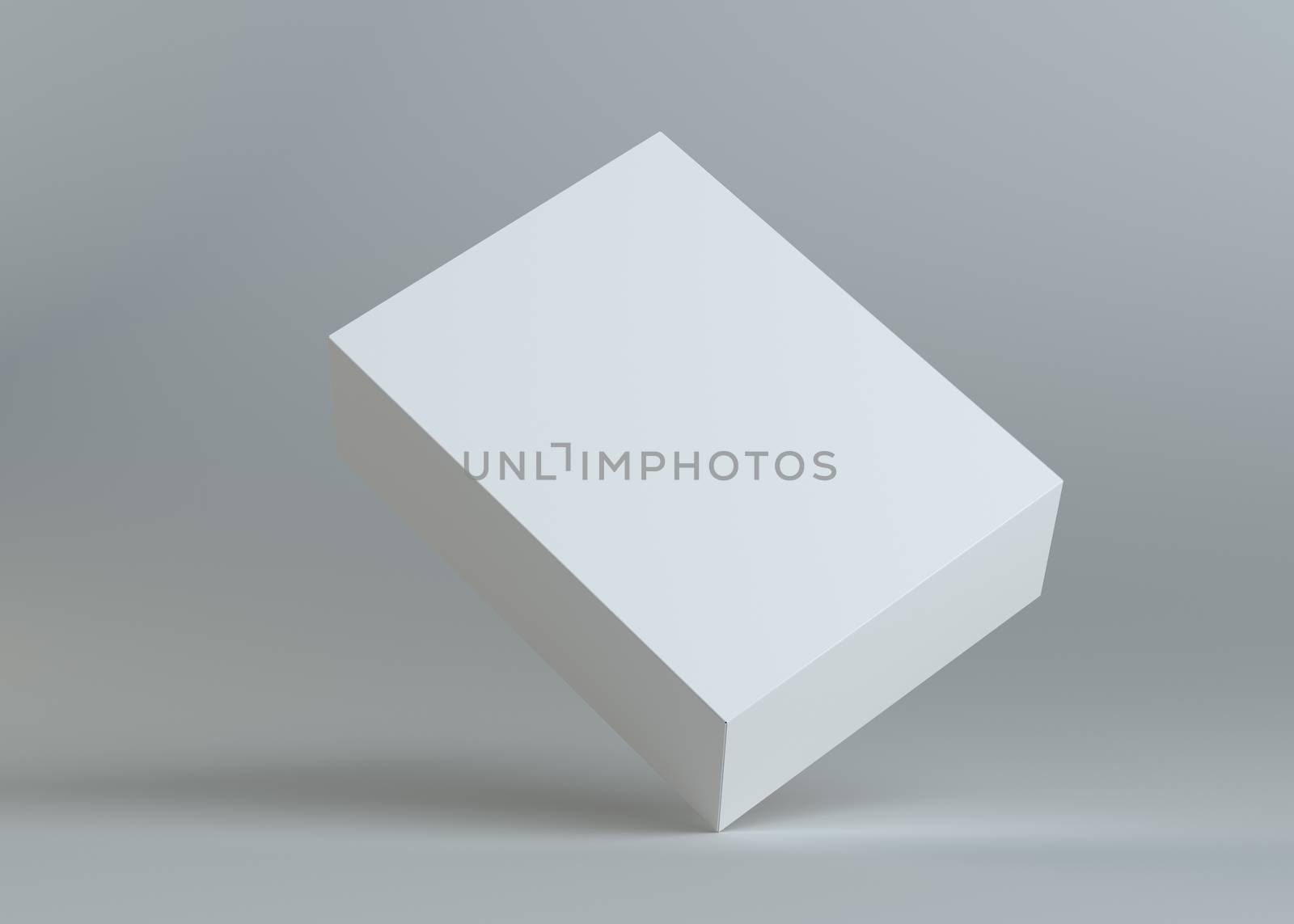 A realistic white empty packaging cardboard box by cherezoff