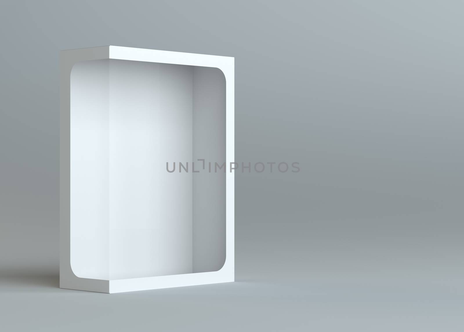 A realistic white empty packaging cardboard box by cherezoff