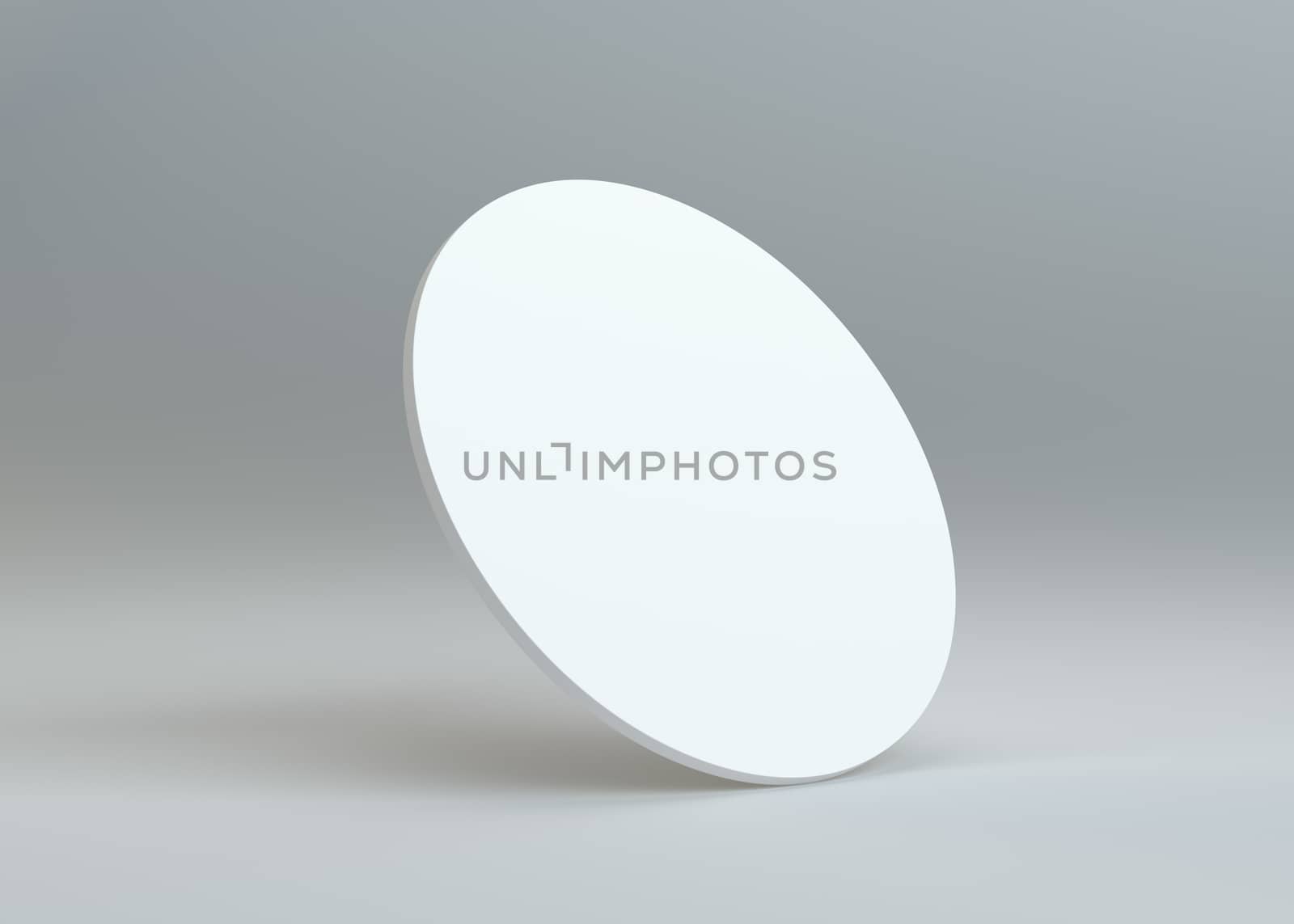 White empty paper disk on gray background by cherezoff