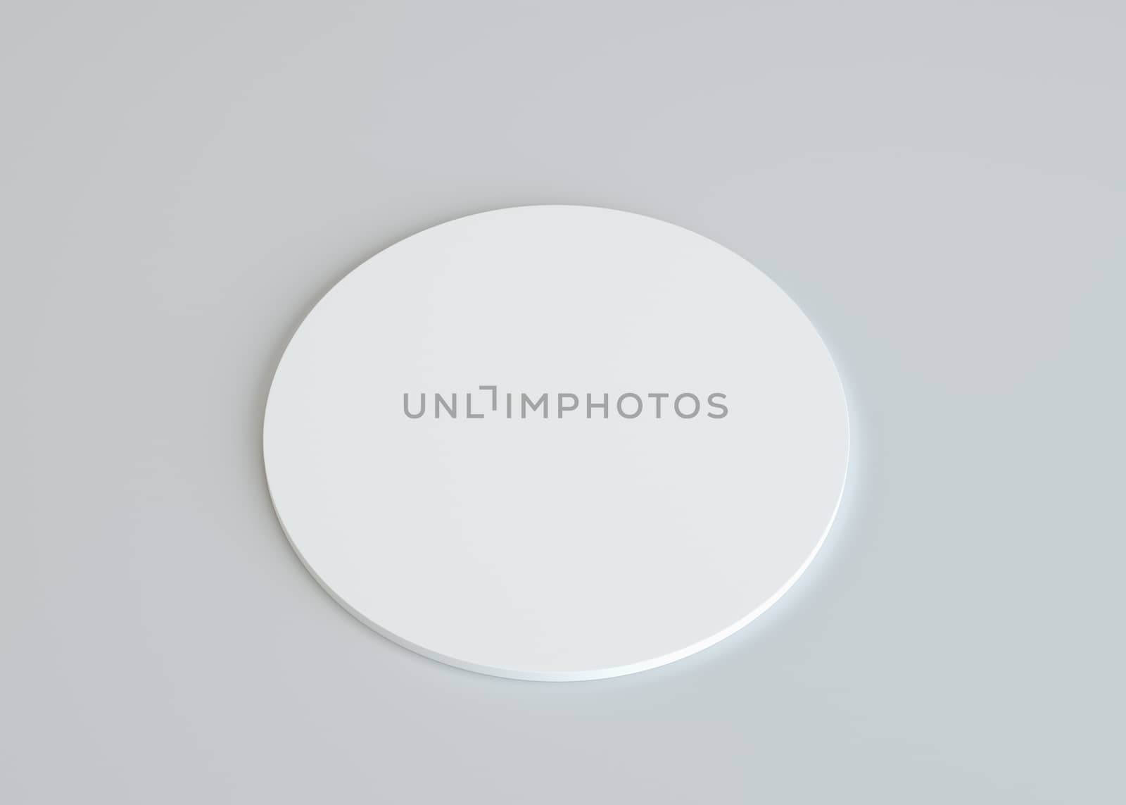 White empty paper disk on gray background. Template for your content. 3d illustration