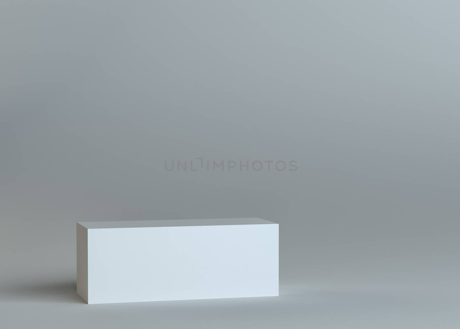 White empty box or podium or pedestal on gray background. Template for your content. 3d illustration