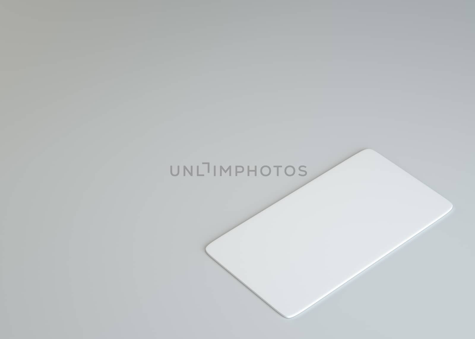 White empty paper card on gray background. Template for your content. 3d illustration