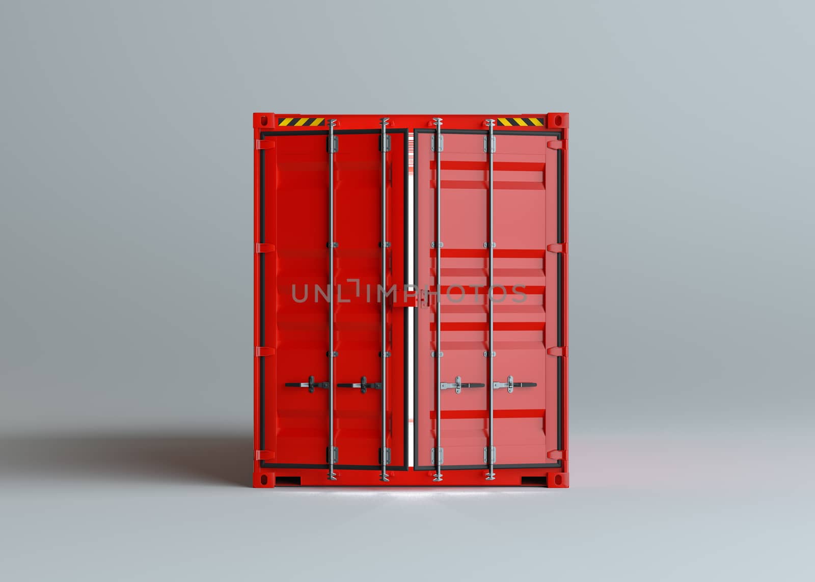 Open red cargo container with light inside by cherezoff