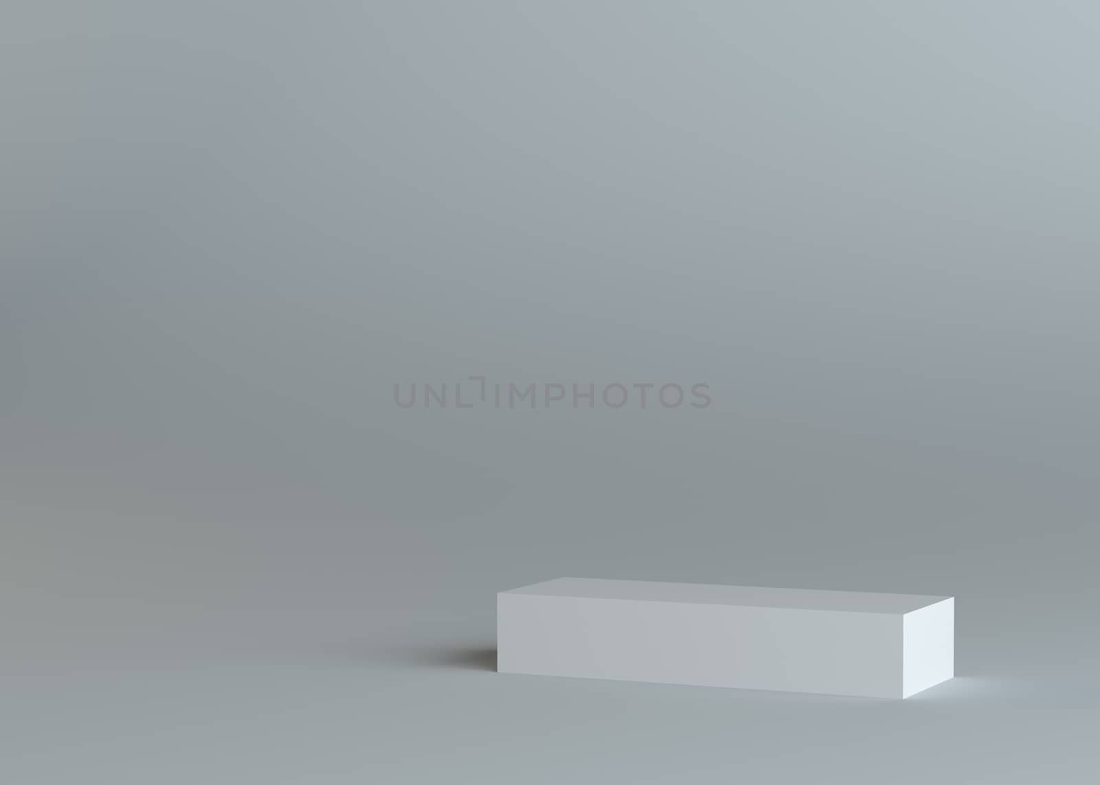 White empty box or podium or pedestal on gray background. Template for your content. 3d illustration