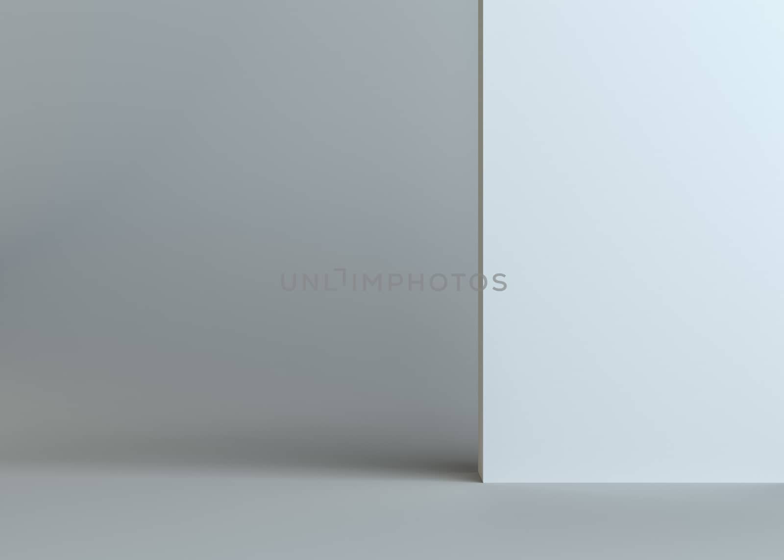 White empty wall on gray background. Template for your content. 3d illustration