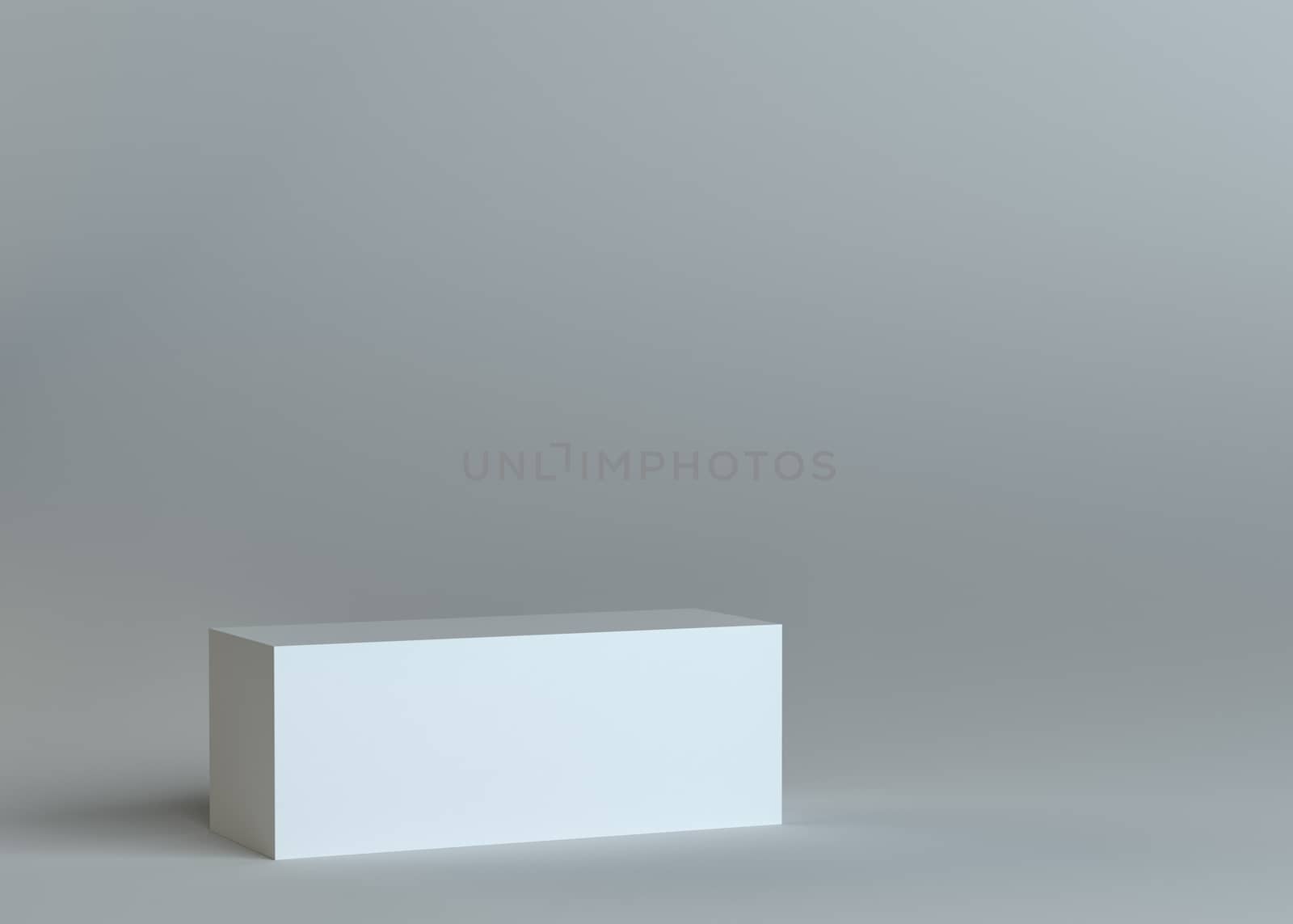 White empty box or podium or pedestal on gray background. Template for your content. 3d illustration