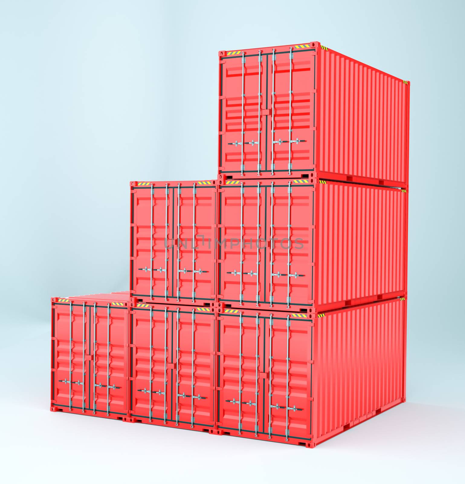 Set of cargo 3d container delivery. 3d rendering