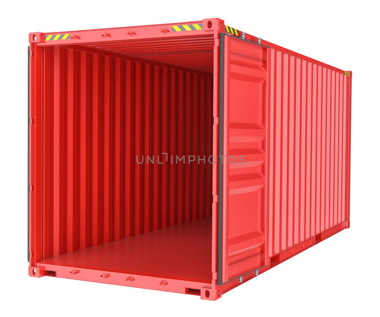 Open shipping container, cargo. Isolated on White background. 3d rendering