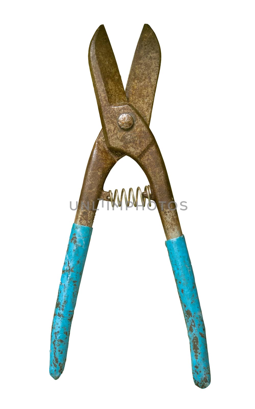 Isolated Grungy Old Wire Or Bolt Cutters On A White Background