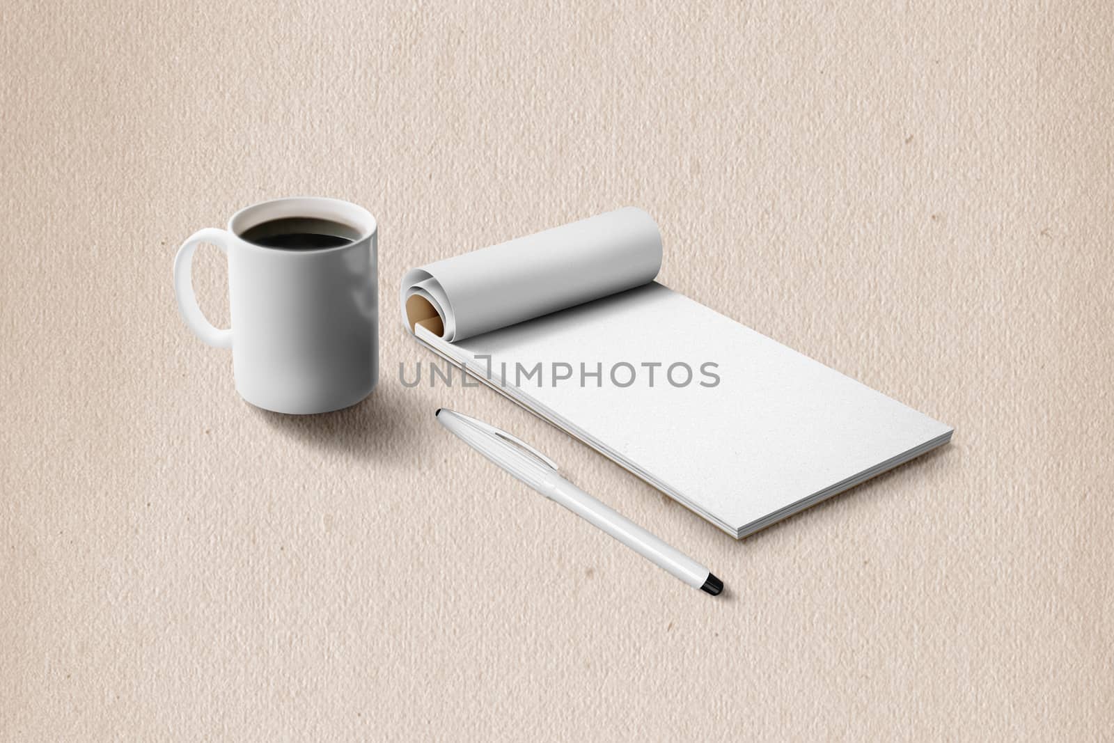 notebook with pen and coffee Cup on the surface. by boys1983@mail.ru