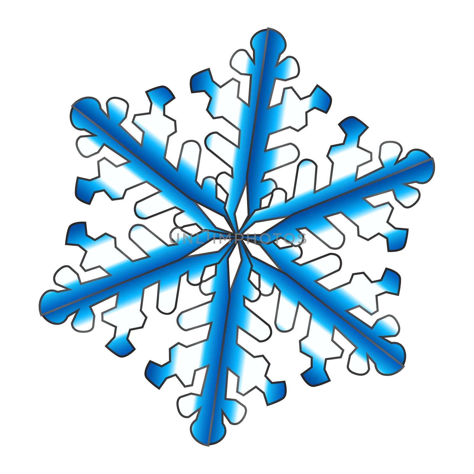 A blue isolated snowflake over a white background