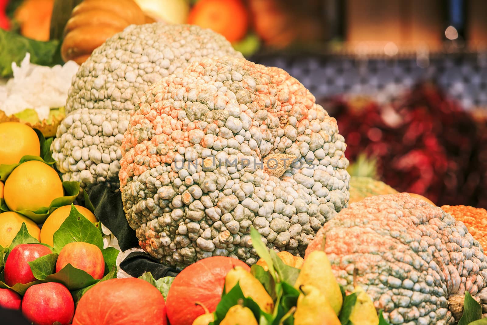 pumpkins in a market of Barcelona by nachrc2001