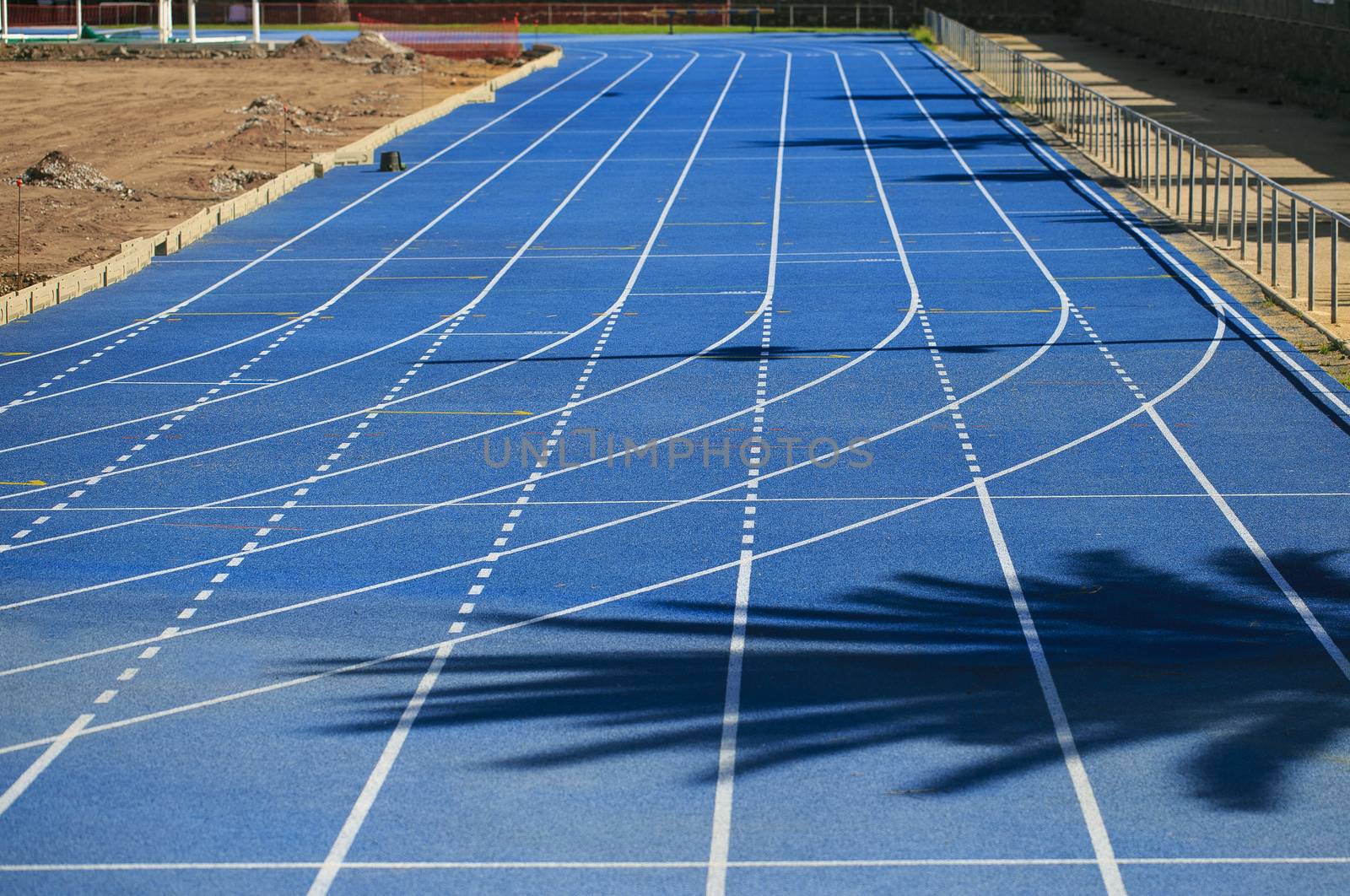 blue athletic court ready for a championship