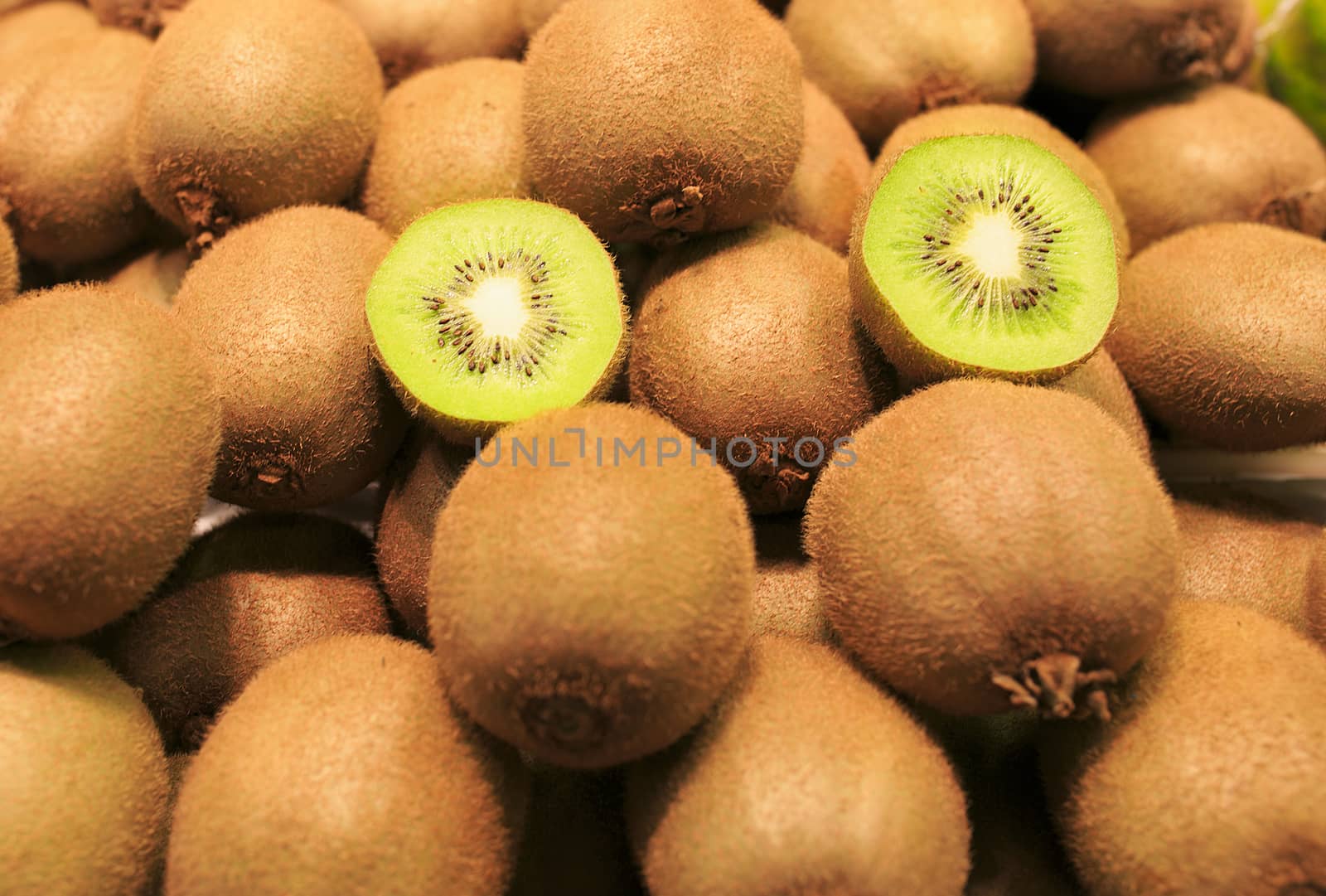 green Kiwis in a market of Barcelona