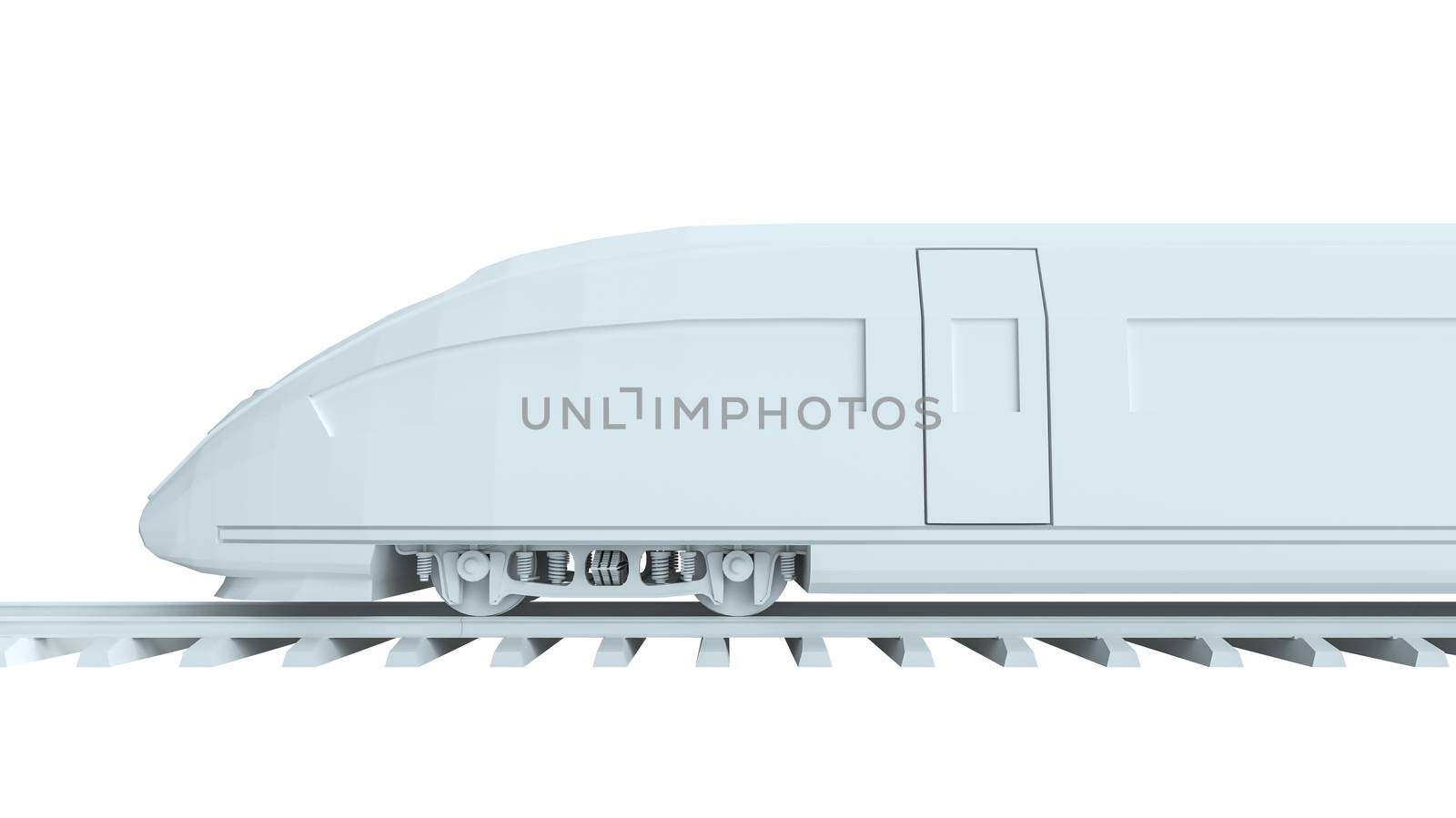 White high-speed train, isolated on white background. 3d illustration