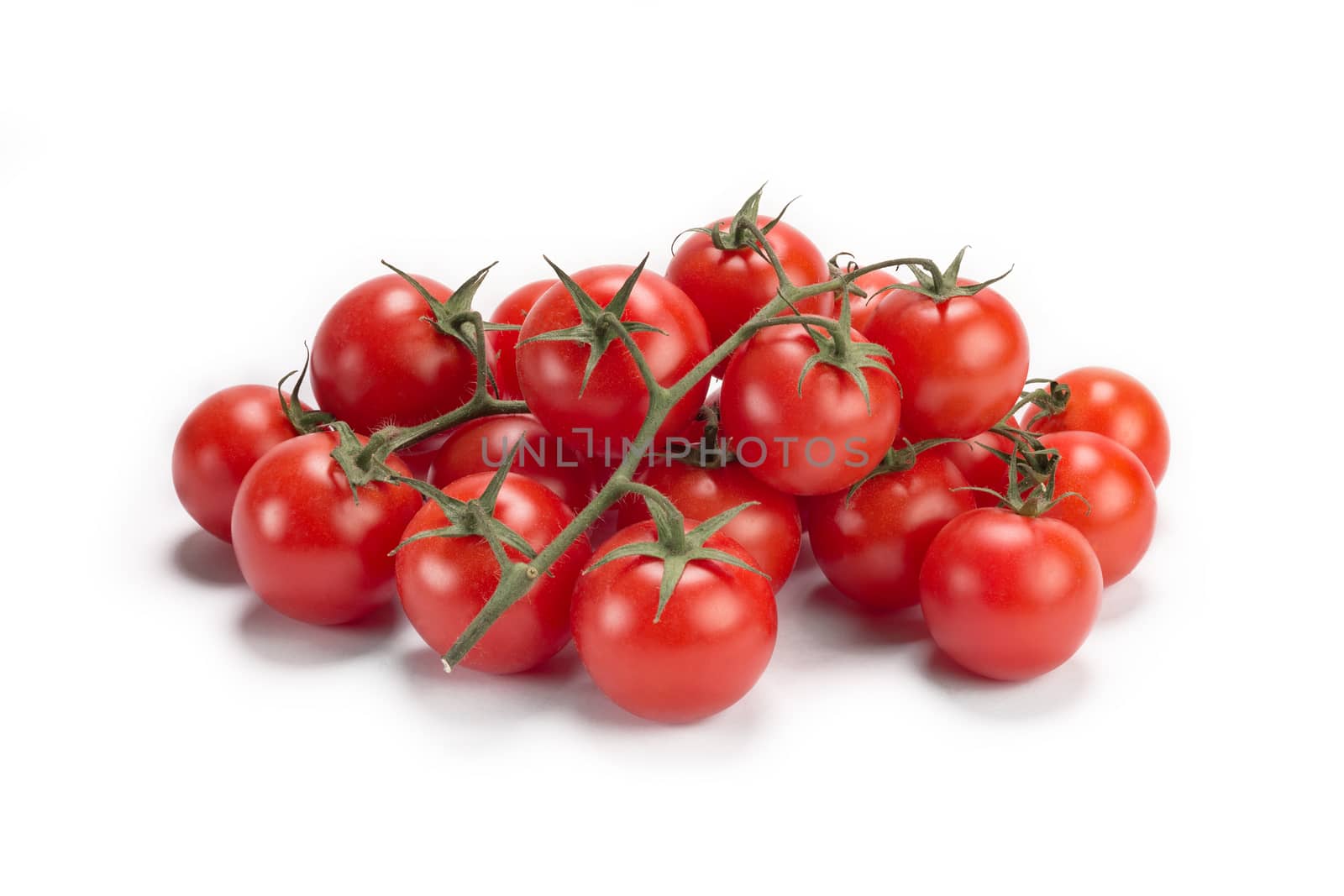 Cherry tomatoes on white background, isolated on white
