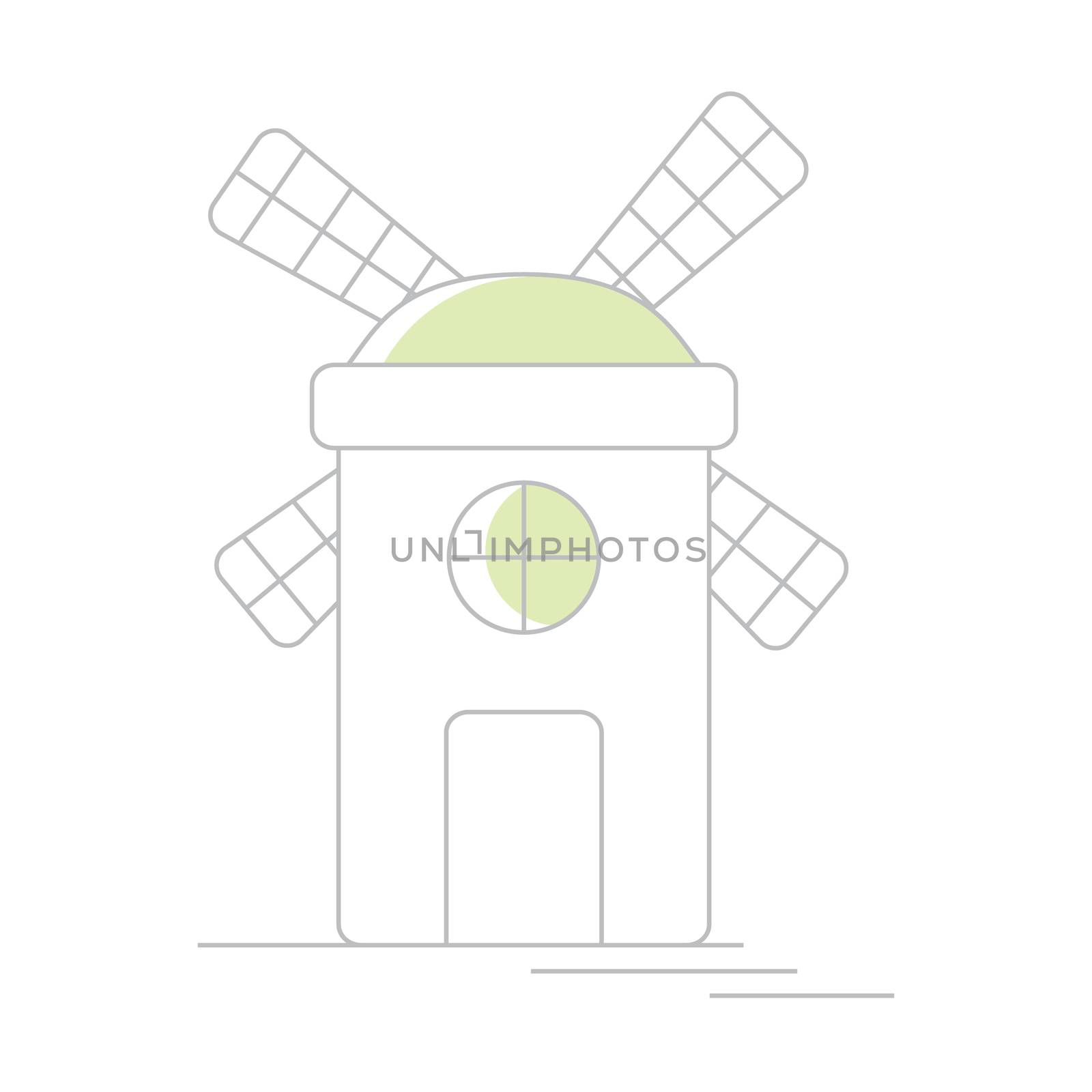 Windmill or mill line icon with color element