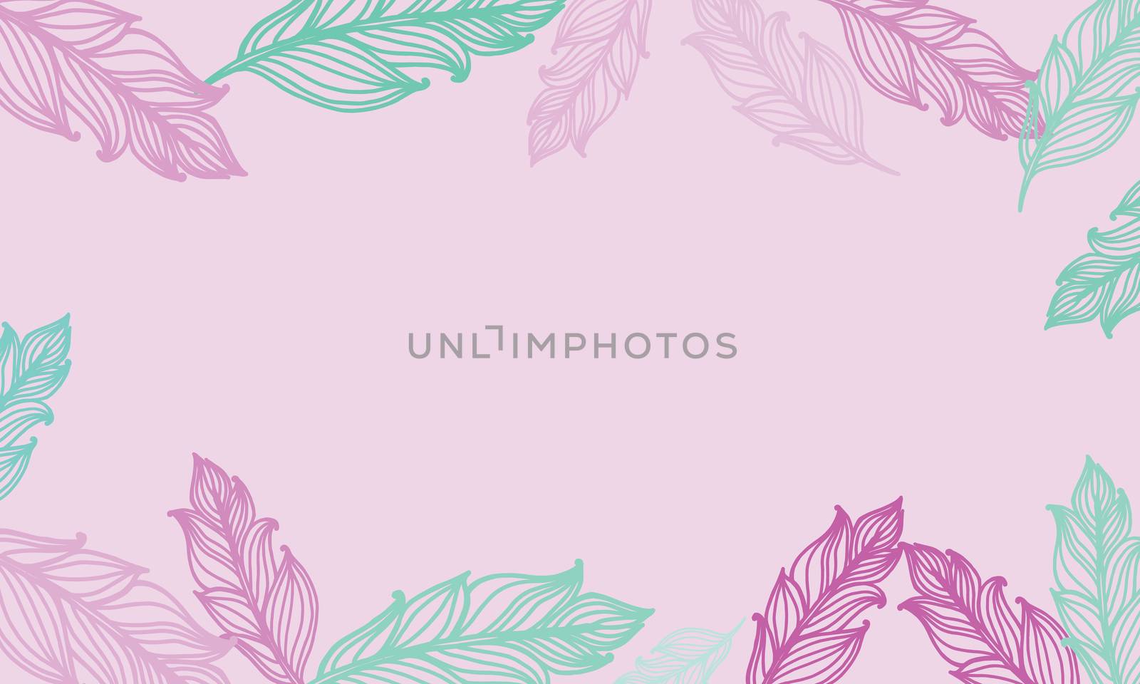 Cute background with feathers. card design with border in bohemian style. Ethnic border.