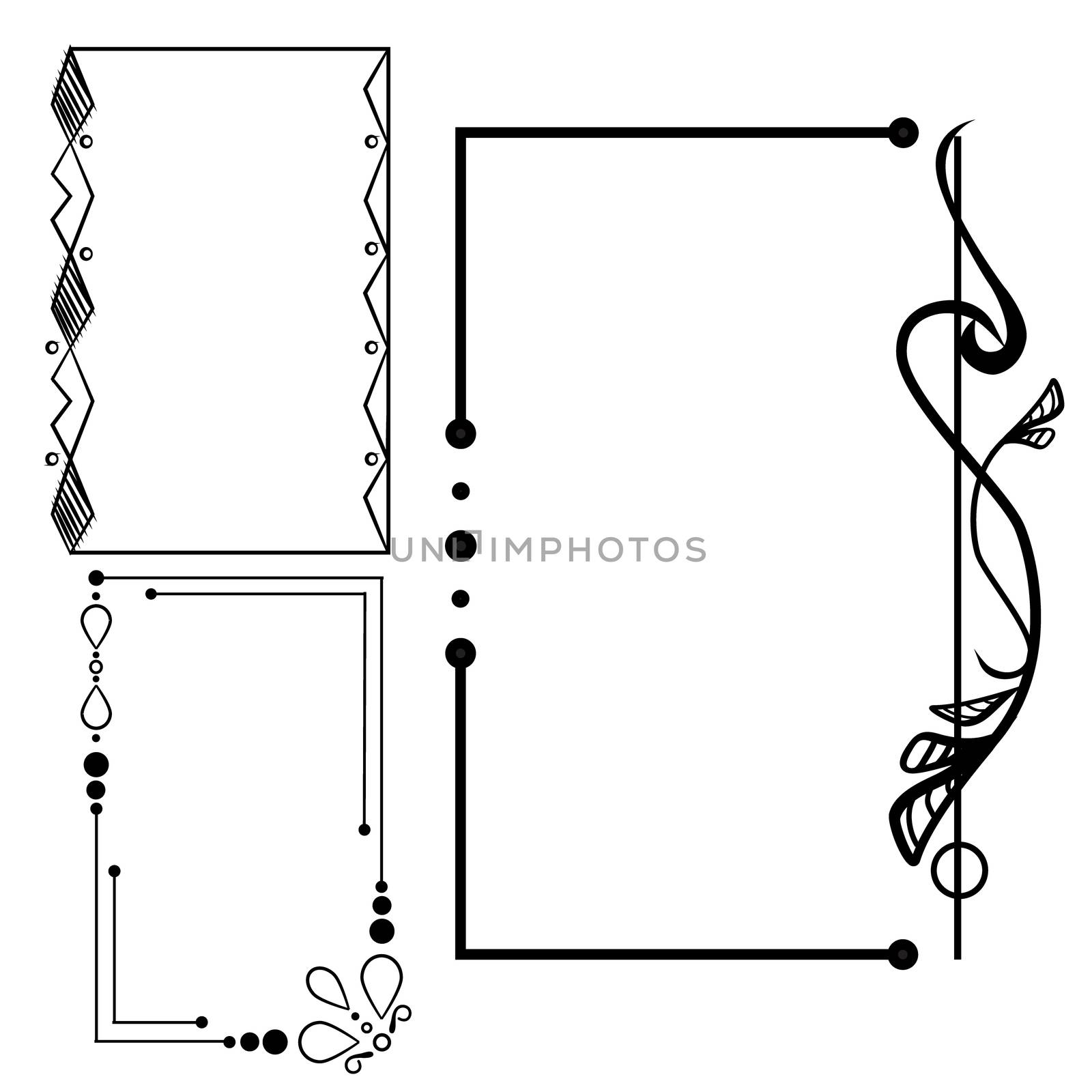 Decorative vintage frames set in black and white. illustration