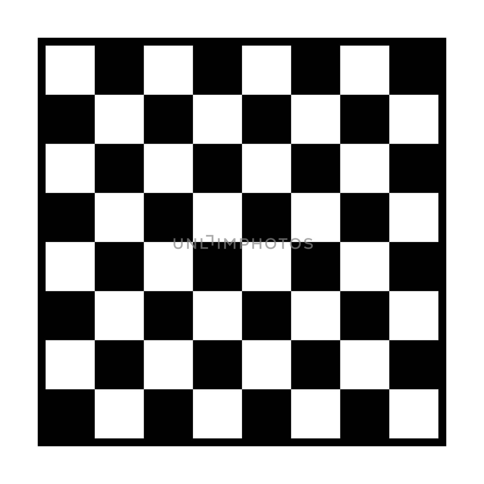 Empty chessboard isolated. Board for chess or checkers game. Strategy game concept illustration. Checkerboard background.