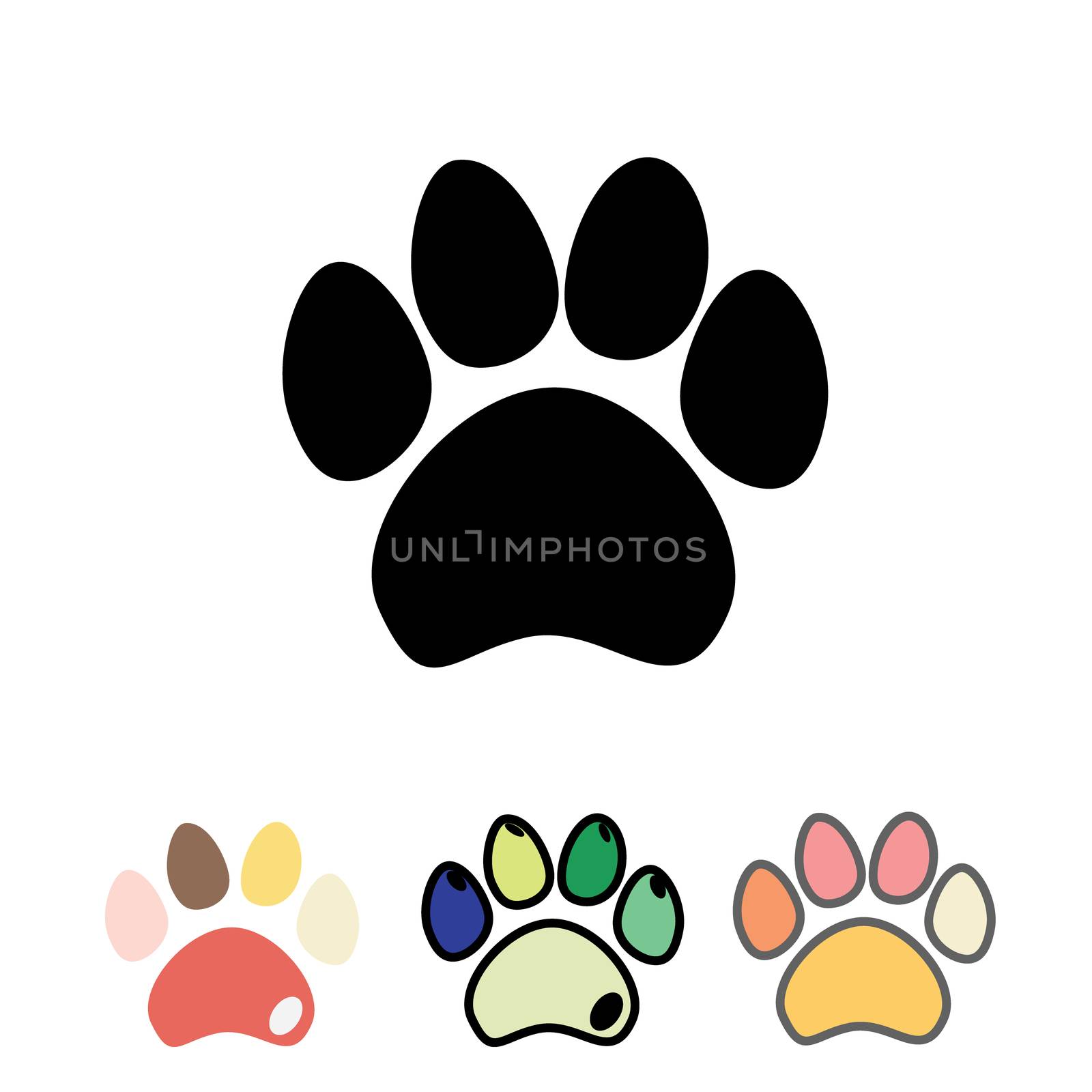 Cats or dogs paws set. Cats and dogs paw icon. by Asnia