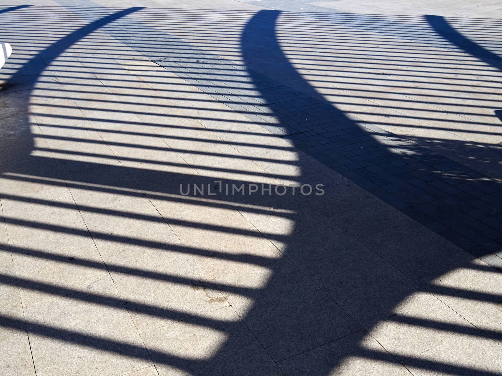 Abstract shadow of steel structure on the ground creating modern art