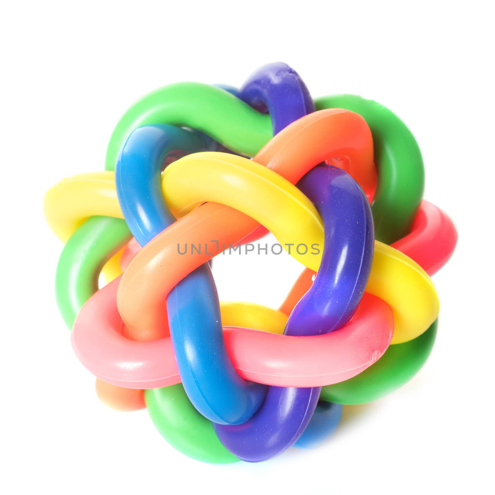 colorful toy in front of white background
