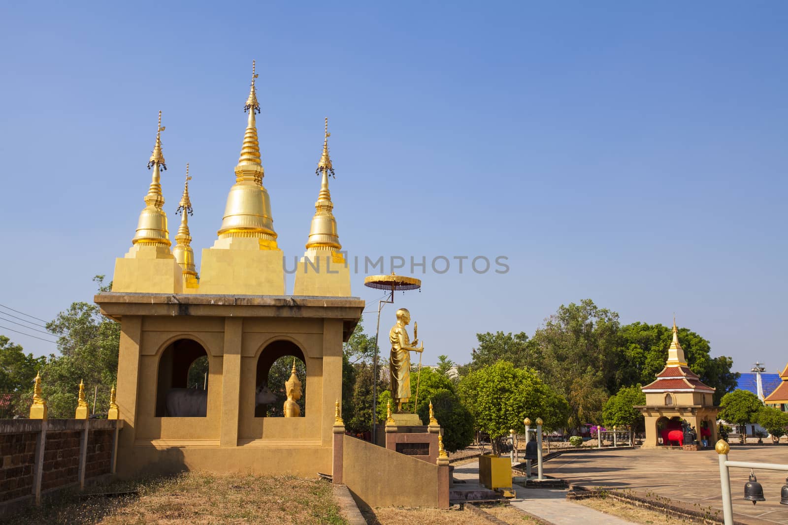 Shwedagon Pagoda (model) Wat Phra bat Huai Tom Lamphun Thailand.