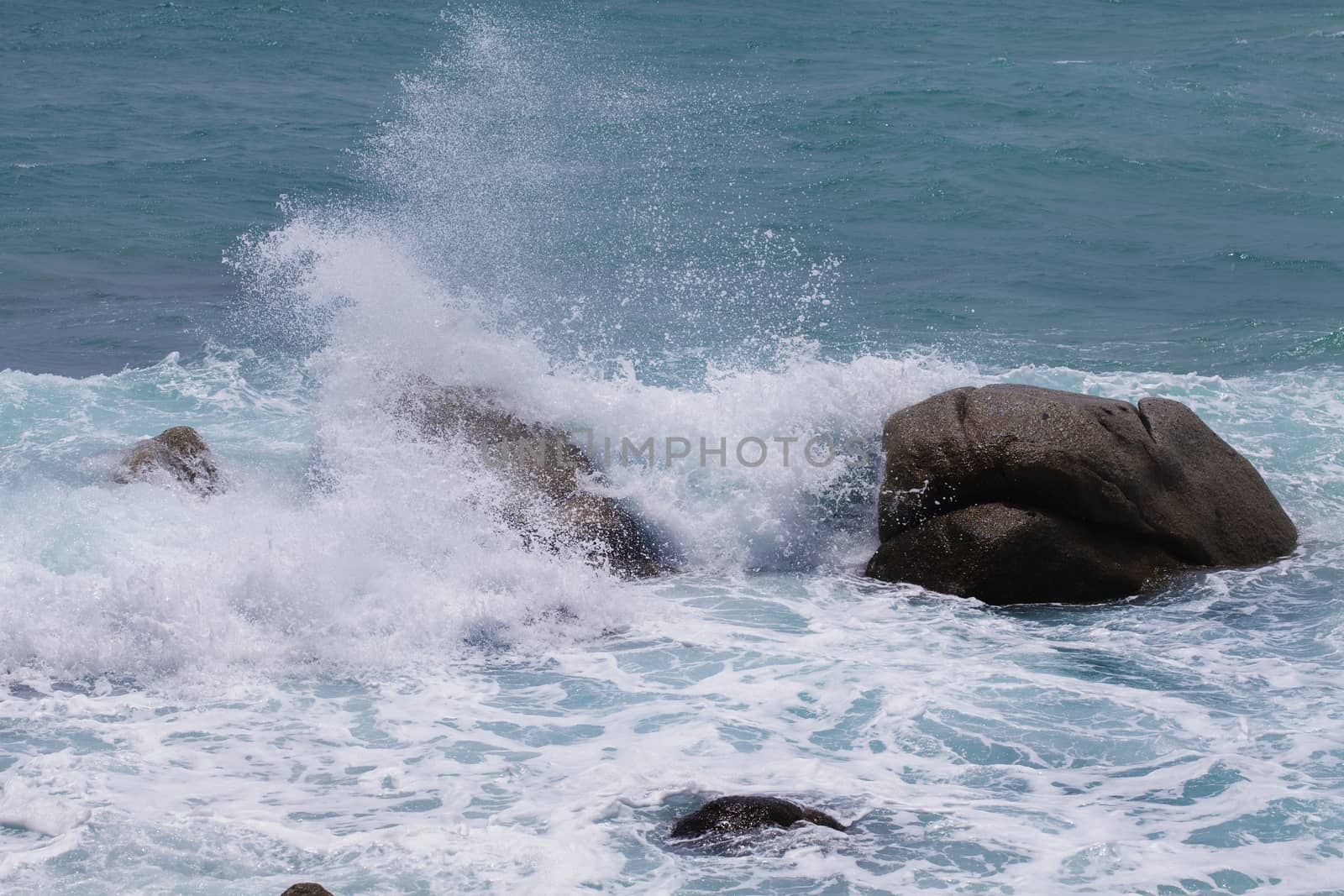 Stormy ocean waves beautiful seascape big powerful tide in action storm weather in a deep blue sea forces of nature natural disaster.ocean wave 