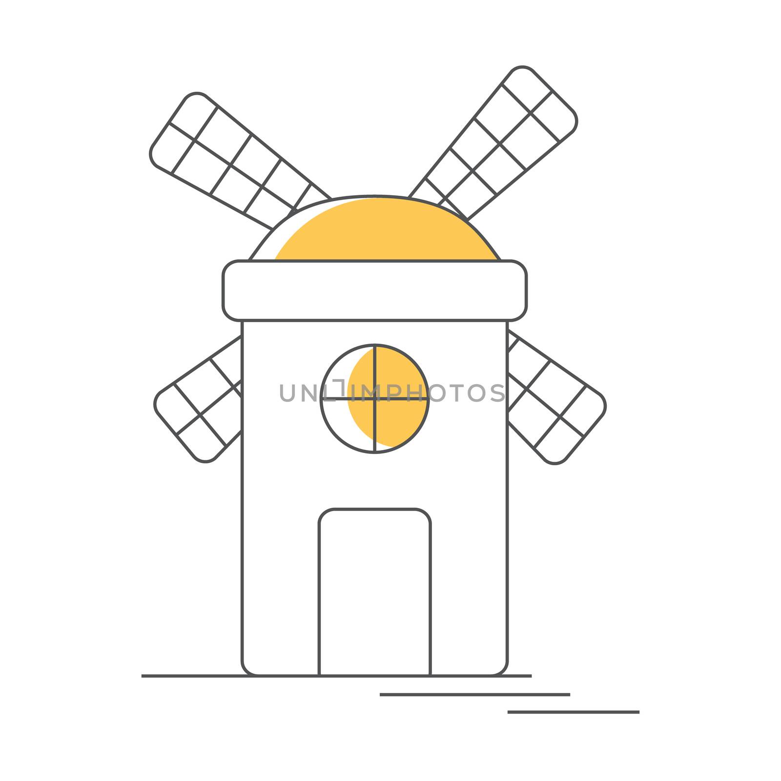 Windmill or mill line icon with color element