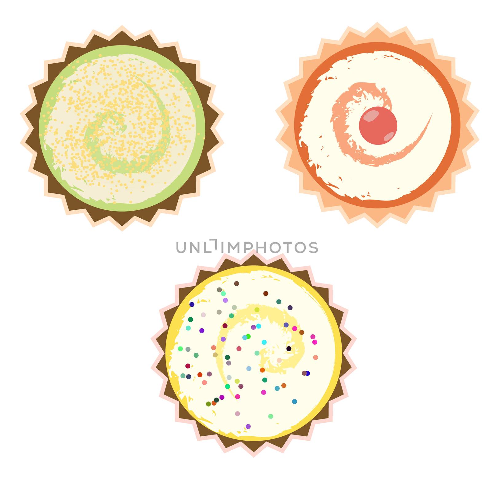 Cakes set over white background. illustration