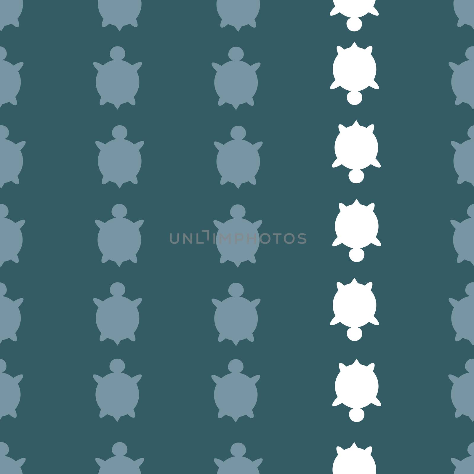  seamless colorful turtle pattern with lines of turtles in blue colors.