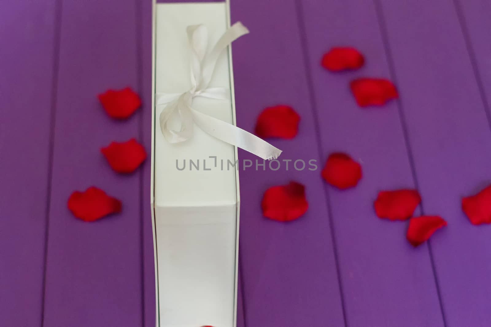 Rose petals and gift box by victosha