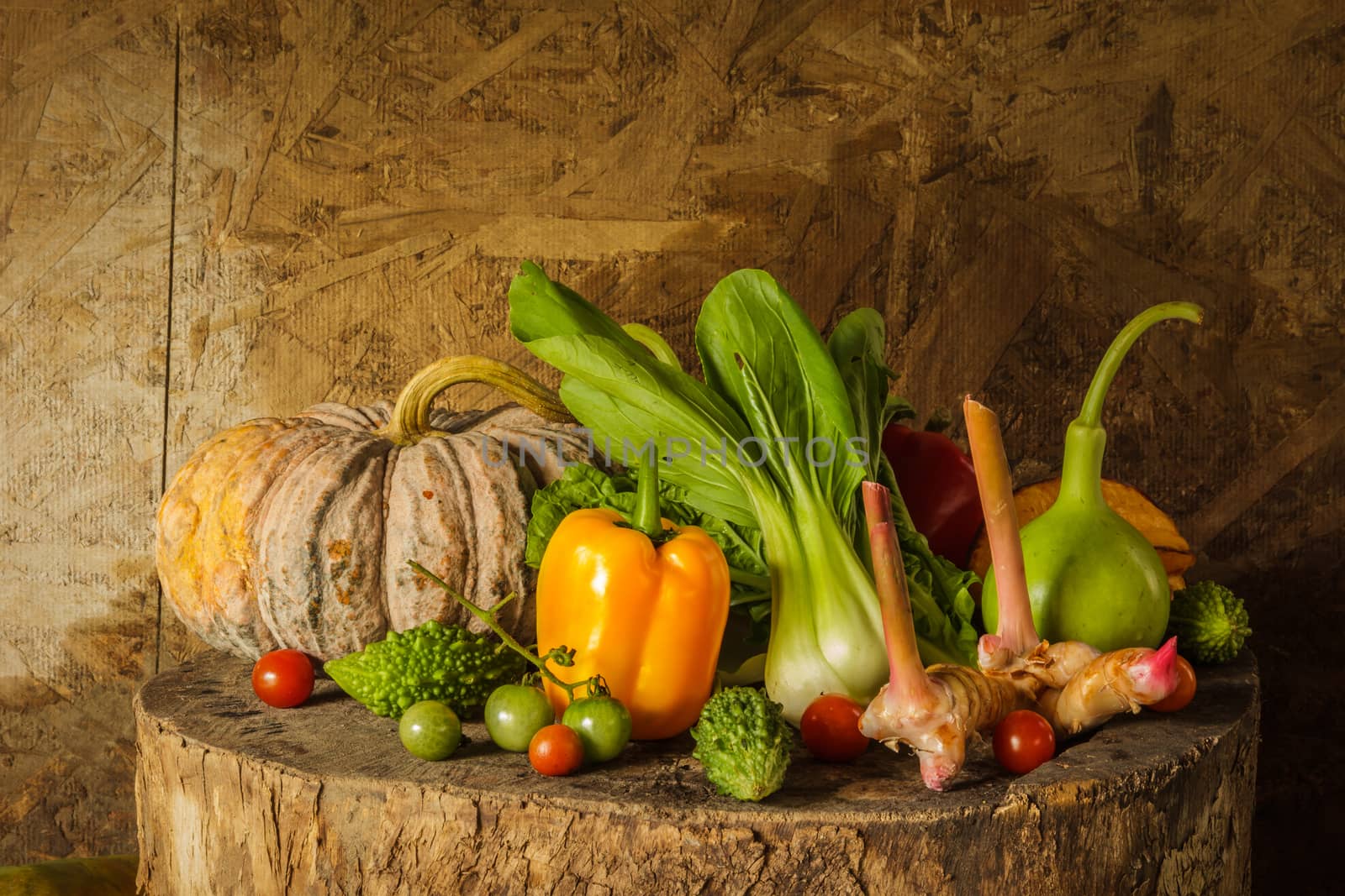 still life Vegetables and fruits as ingredients in cooking.