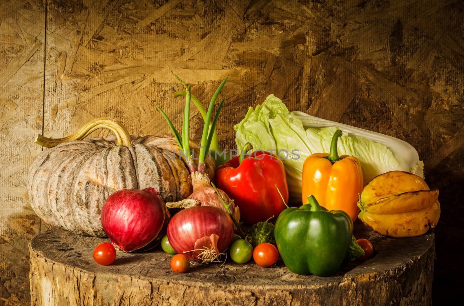 still life Vegetables and fruits as ingredients in cooking.