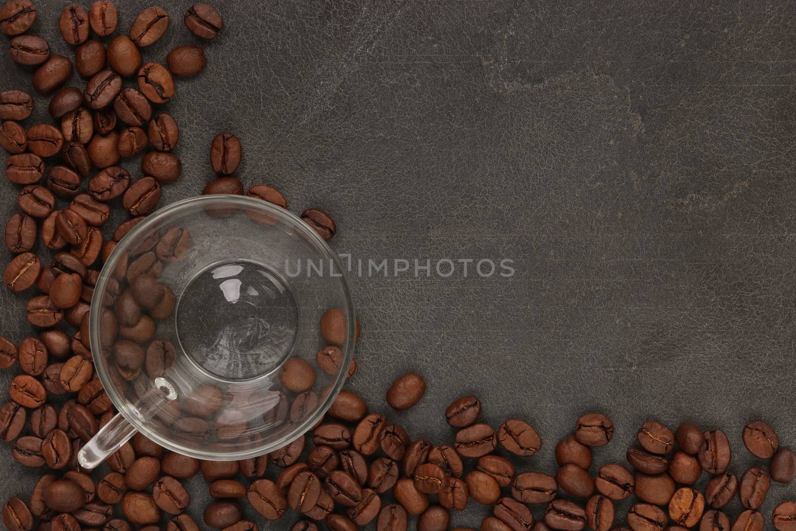 Cup of coffee on beans, background, coffee