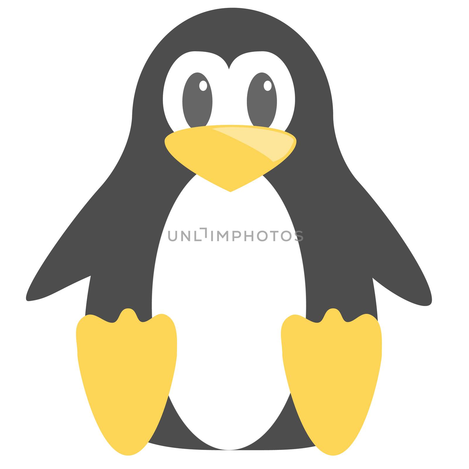 Abstract cute penguin in cartoon style isolated on white background. Funny image illustration.