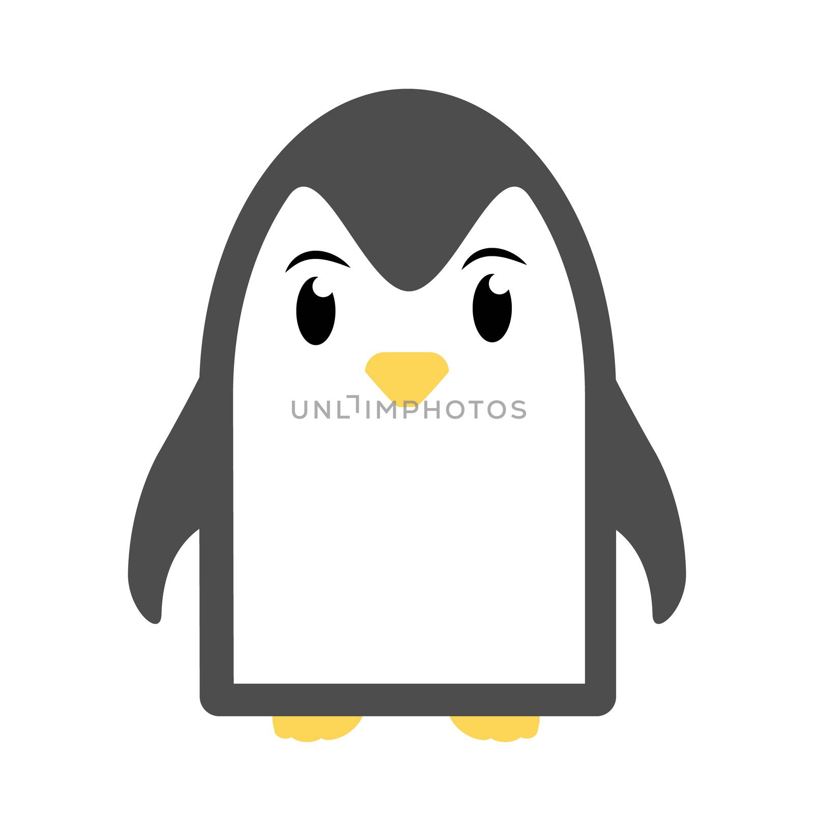 Abstract cute penguin in cartoon style isolated on white background. Funny image illustration.