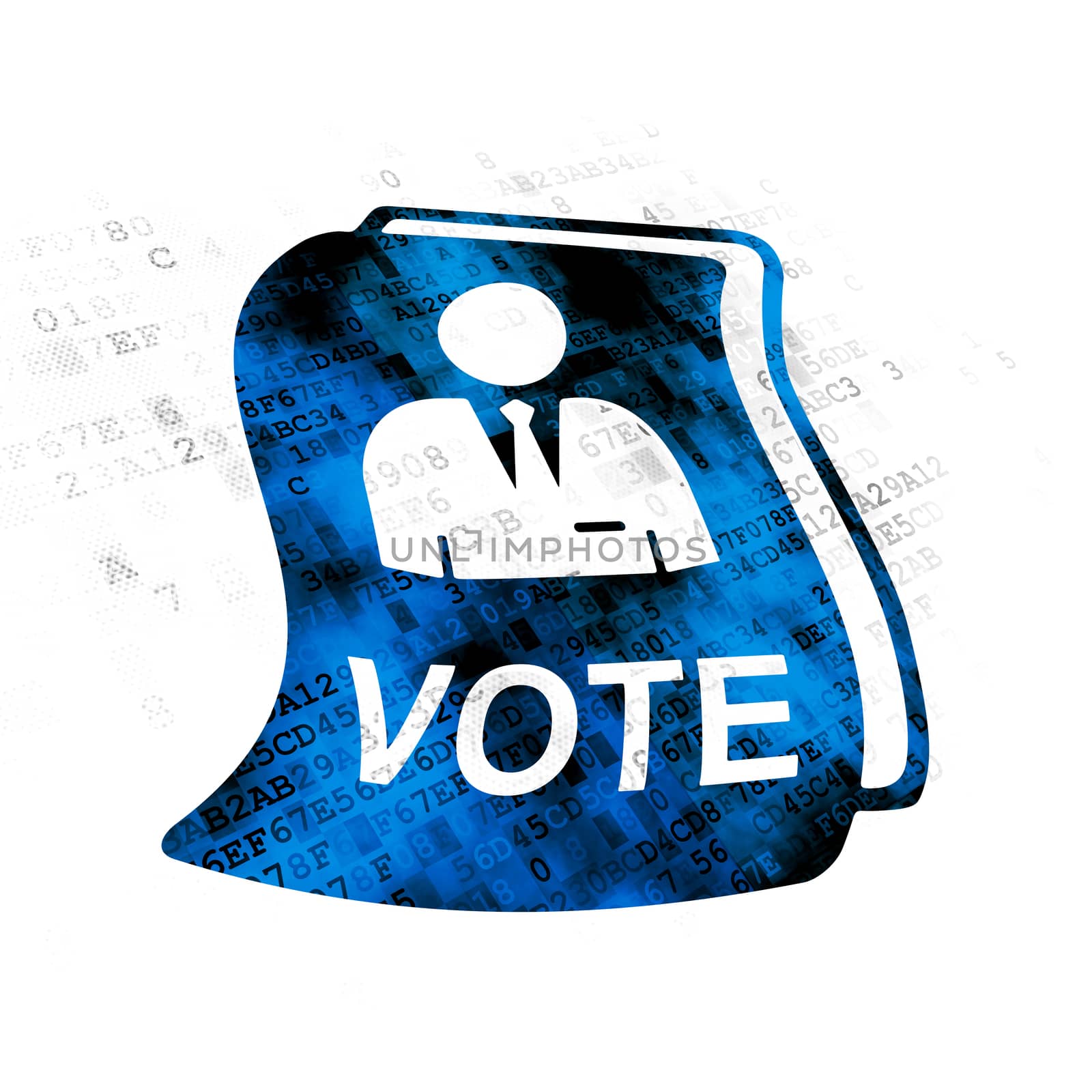 Politics concept: Pixelated blue Ballot icon on Digital background