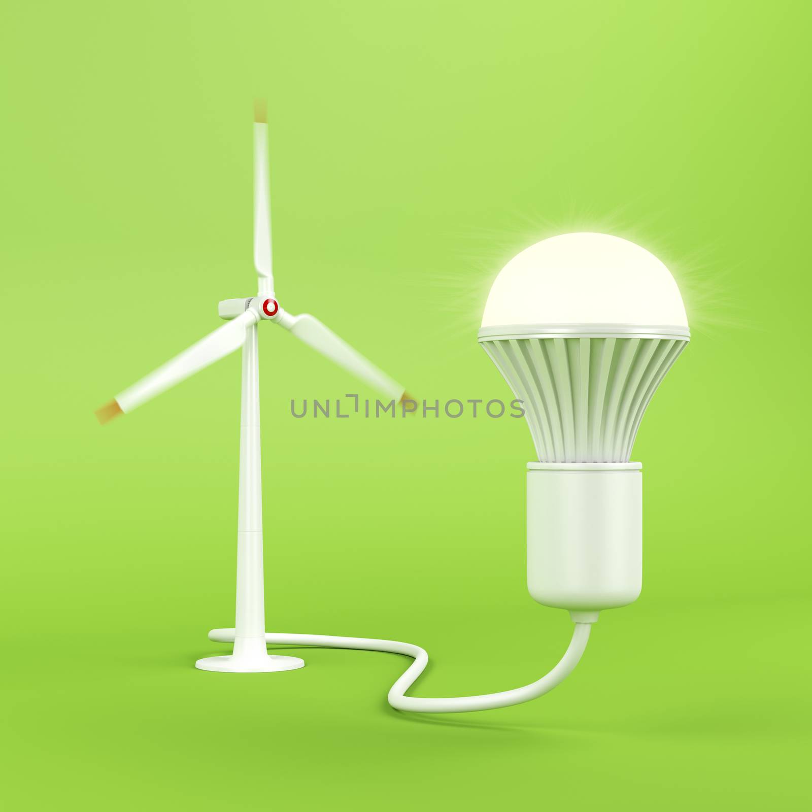 Wind turbine and glowing light bulb by magraphics