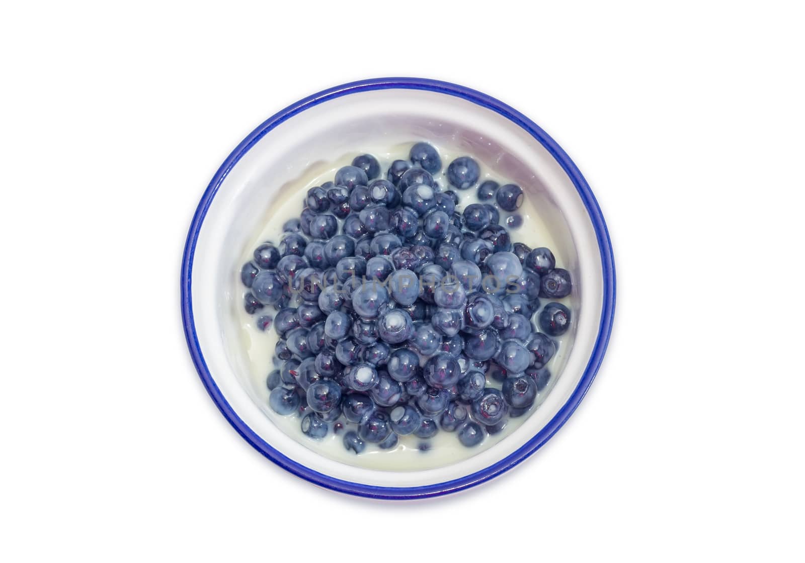 Top view of the bilberry dessert with sweetened condensed milk by anmbph