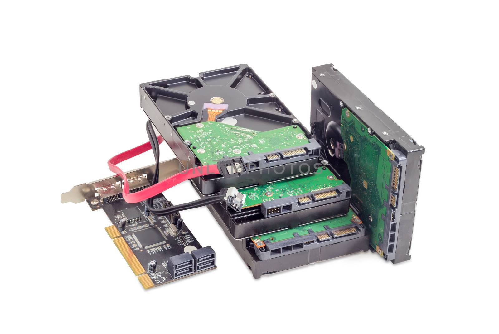 Hard disk drives, disk controller card and cables  by anmbph