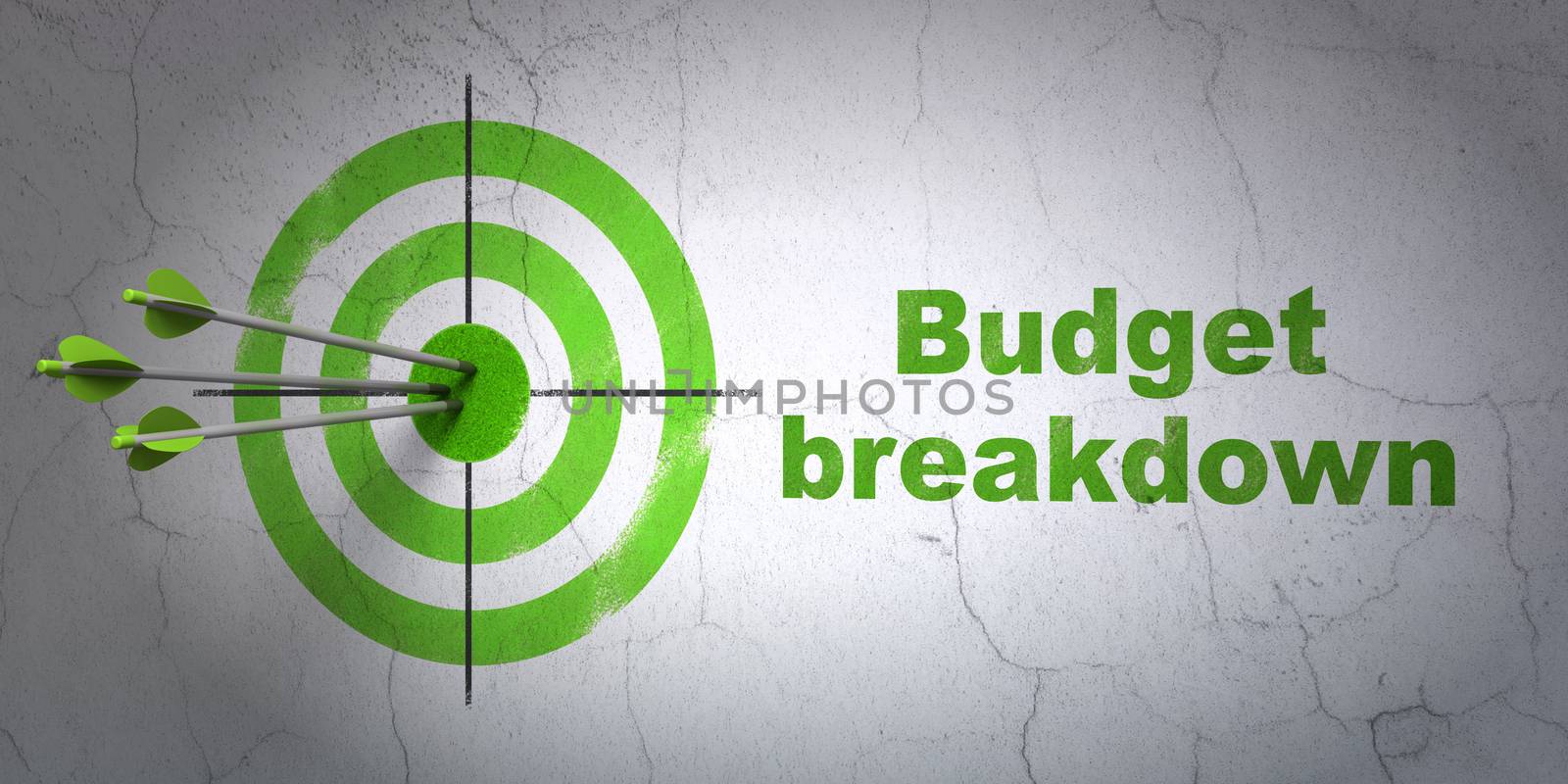 Business concept: target and Budget Breakdown on wall background by maxkabakov