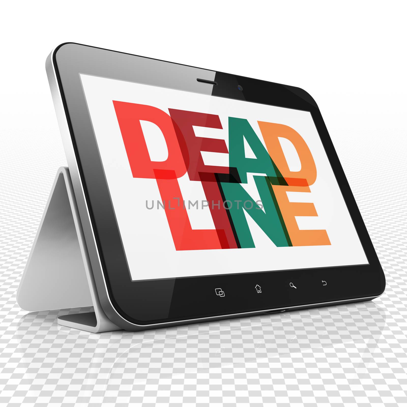 Business concept: Tablet Computer with Painted multicolor text Deadline on display, 3D rendering